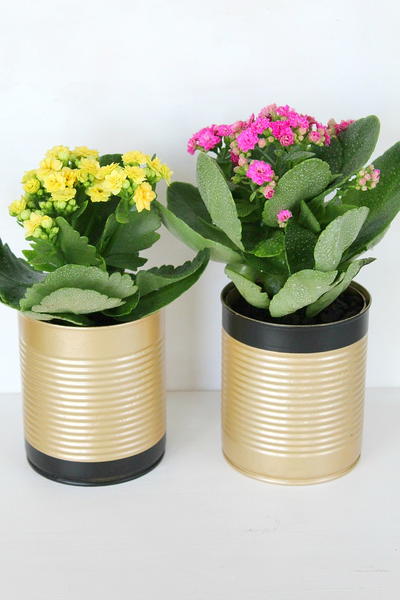 Fancy Tin Can Flower Pots