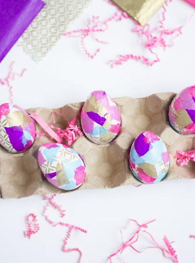 Decorating Easter Eggs with Tissue Paper