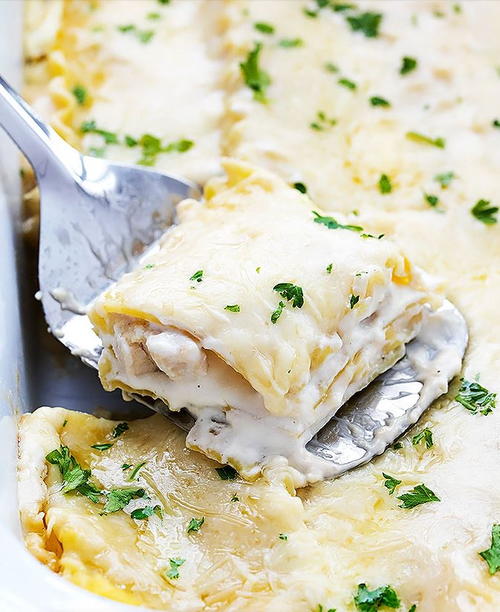 Slow Cooker Alfredo Chicken Lasagna