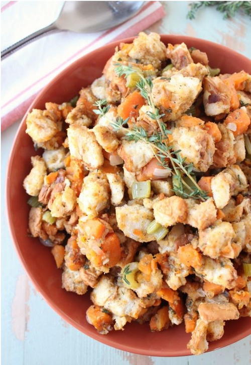 Slow Cooker Stuffing with Sweet Potatoes
