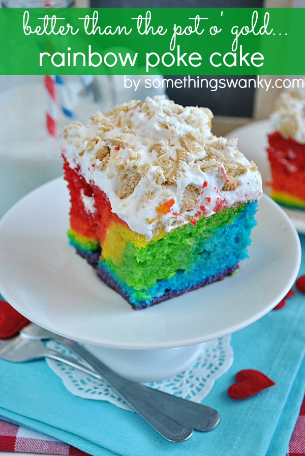 Better than the Pot O' Gold Rainbow Poke Cake | AllFreeCopycatRecipes.com