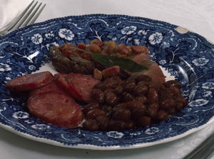 Baked Beans with Black Duck Breasts and Linguiça Sausages
