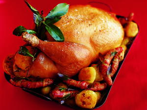 Roast Turkey with Spiced Cranberry, Bacon and Walnut Stuffing