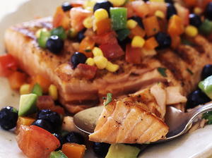 Grilled Salmon with Fresh Blueberry Corn Salsa