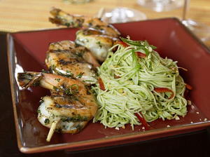 Thai Grilled Prawns with Emerald Noodles