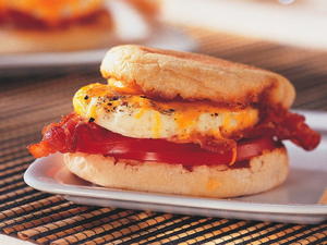 Egg Tomato Muffin Melt with Bacon