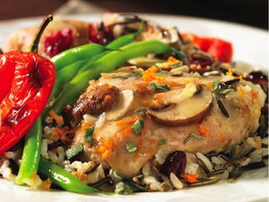 Sage and Onion Chicken with Cranberry Rice