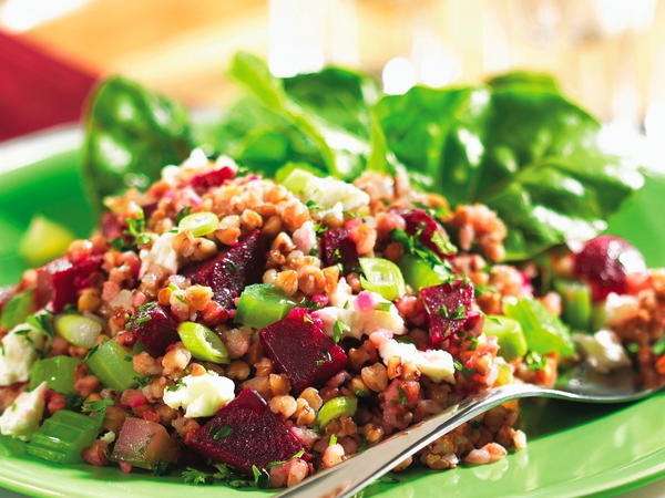 Kasha and Beet Salad with Celery and Feta | Cookstr.com