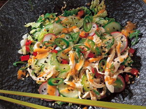 Chicken and Vegetable Salad with Chinese Sesame Sauce