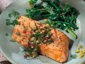 Grilled Salmon with Ginger and Green Onion Relish