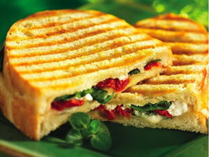 Spinach, Goat Cheese and Sun-Dried Tomato Panini