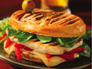 Grilled Chicken, Spinach, Red Pepper, and Pepper Jack Panini