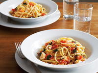 Spaghetti with Scallops, Fresh Tomatoes, and Basil