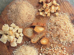 Dried Crumbs and Cubes from Fresh Bread