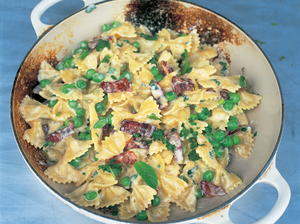 Farfalle with Carbonara and Spring Peas