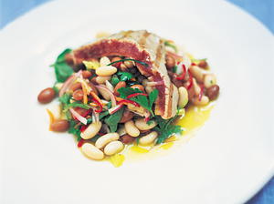 Chargrilled Tuna with Dressed Beans and Loadsa Herbs