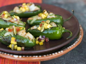 Little Peppers Stuffed with Garlic, Shrimp, and Oaxaca Cheese
