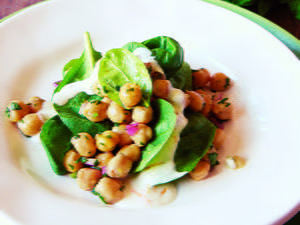 Chickpea and Spinach Salad with Cumin Dressing