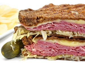 Corned Beef with Muenster Cheese and Wilted Cabbage