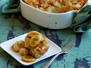 New Orleans Bread Pudding with Bananas Foster Sauce