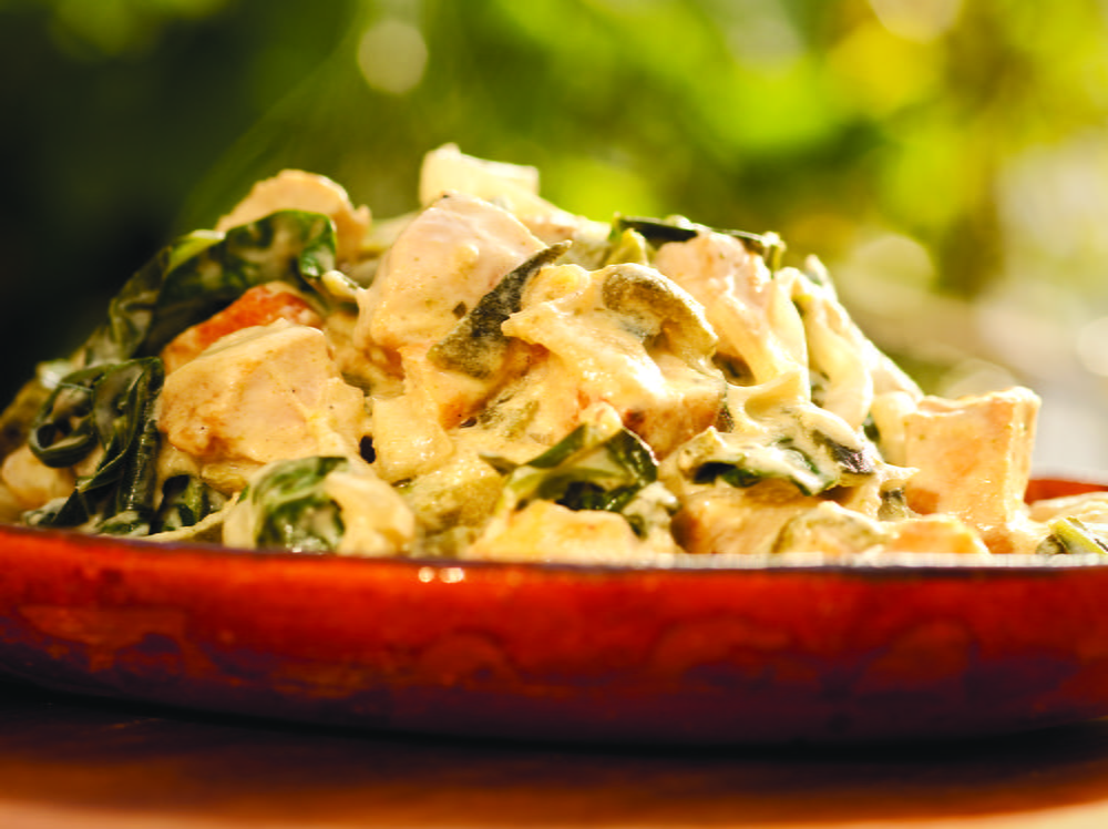 Creamy Chicken and Greens with Roasted Poblano and Caramelized Onion-image