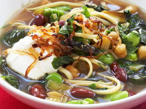 Persian New Year’s Soup with Beans, Noodles, and Herbs