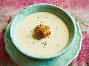 Creamy Corn Bisque with Corn Fritters