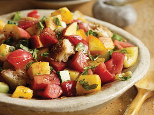 Peach and Tomato Panzanella Salad