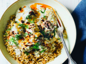 Lamb Meatballs in Warm Yogurt Sauce with Sizzling Red-Pepper Butter