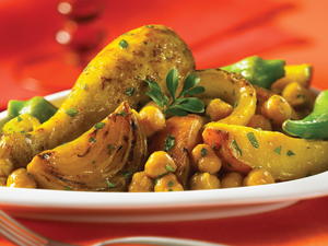 Golden Chicken with Potatoes and Chickpeas