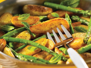 Sauteed Fingerlings with Asparagus & Mint