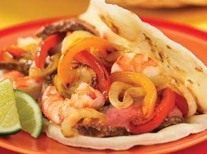 Grilled Fajita Steak and Shrimp Tacos
