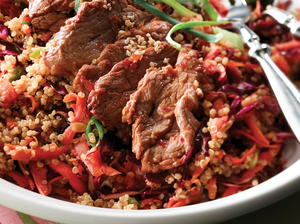 Bulgogi Pork with Quinoa Kimchi Slaw