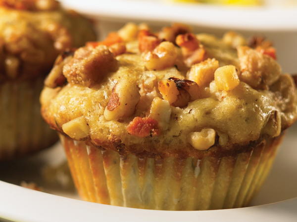 Pear Walnut and Bacon Muffins