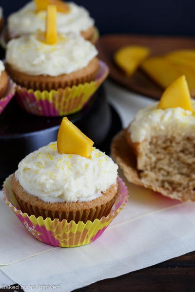 Tropical Mango Cupcakes with Buttercream Frosting