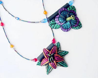 Glitter Flower Pendants