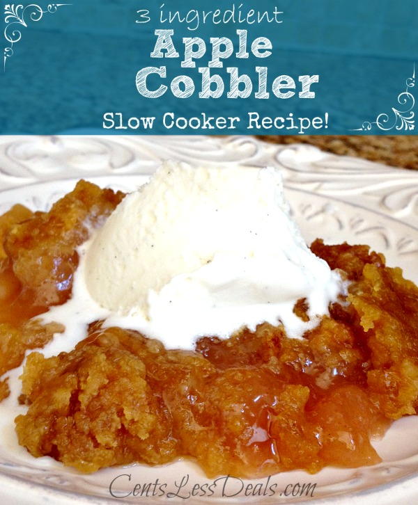3Ingredient Slow Cooker Apple Cobbler