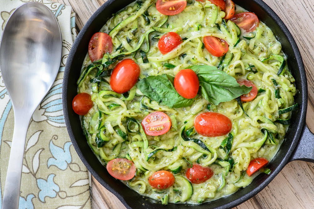 Weeknight Pesto Zoodles | FaveHealthyRecipes.com