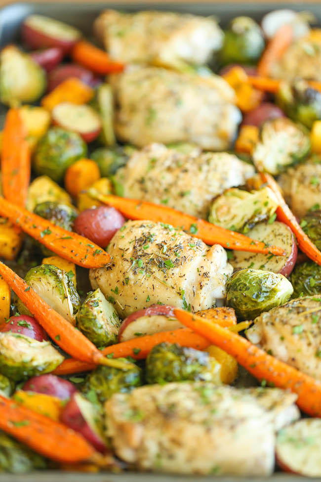 Roasted Chicken and Vegetable One Pan Meal | FaveSouthernRecipes.com