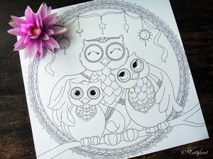 Owl Family Printable Coloring Page Favecrafts Com
