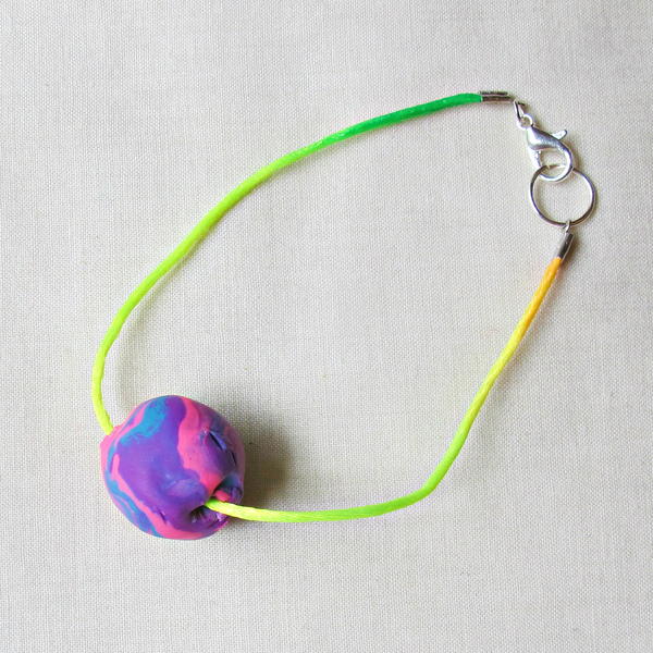 Recyclable Rainbow Colorful Polymer Clay Beads Bracelets Jewelry, Purple