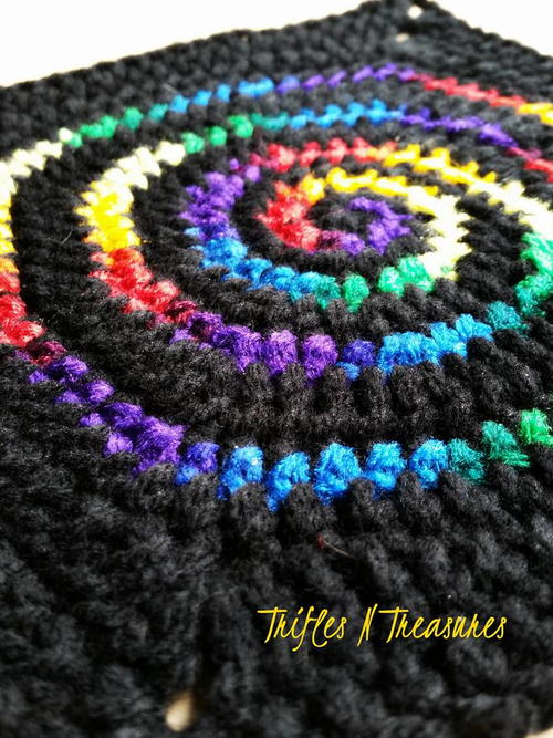 Stained Glass Spiral Crochet Granny Square