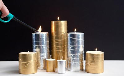 Metallic Duct Tape DIY Candles