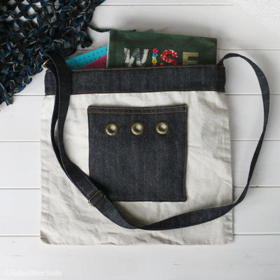Denim Tote Bag with Grommets