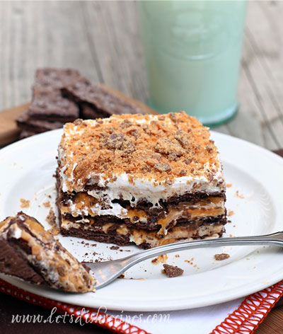 Cool and Creamy Butterfinger Dessert Lasagna