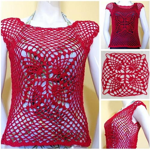 Crimson Lace Crochet Top