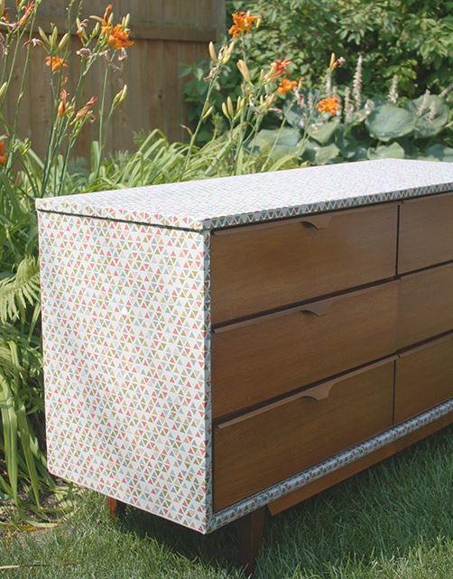 Fabric-Wrapped Repurposed Dresser