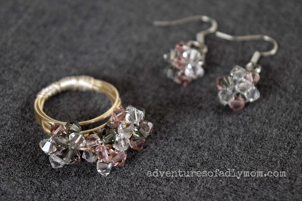 Bead Cluster Ring and Earrings