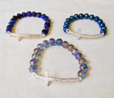 DIY Rhinestone Cross Bracelet