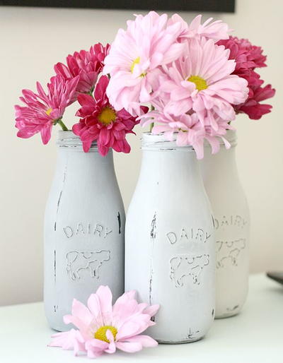 Milk Bottle DIY Vases